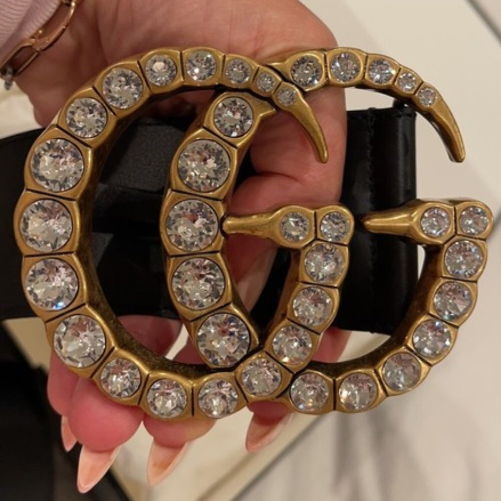 GUCCI Rhinestone Accents Leather Waist Belt - Picture 8 of 13